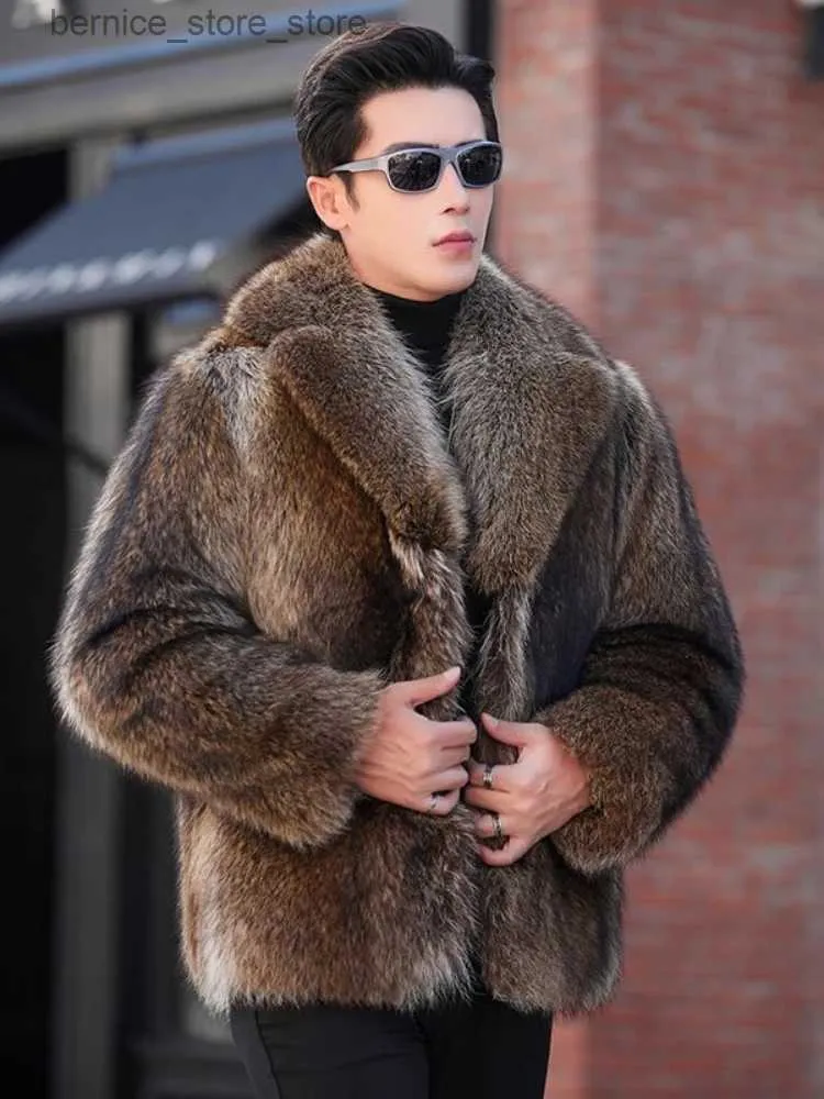 Men's Fur Faux Fur Luxury Brand Fur Coats Men Winter Mink Coat Warm Thick Faux Fur Jacket Men's Clothing Overcoat Singer Stage Comes Q231212