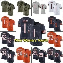 CUSTOM Untouchable Jersey ''Bears''1 Justin Fields 34 Walter Payton Eddie Jackson David Montgomery 11 Darnell Mooney Akiem Hicks Andy