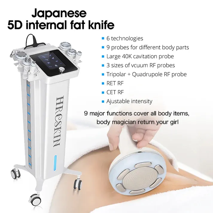 Couteau à graisse interne 5D, 40Khz, Cavitation sous vide, souffle de Cellulite, amincissant, physiothérapie RF, élimine la Fatigue, lifting de la peau, dispositif 9 en 1