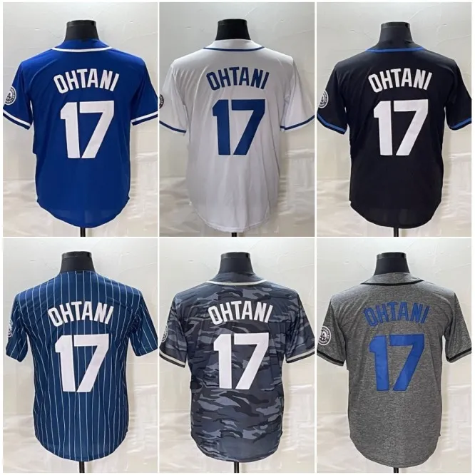 Dodgers Honkbalshirts Shohei Ohtani Camo Blauw Wit Grijs Crème Heren Gestikt Jersey Maat SML XL 2XL 3XL