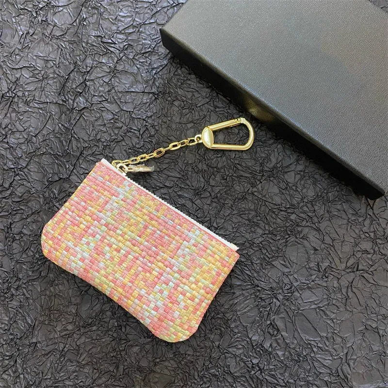 Unisex Womens Men Designer Purse Triangle Keychain Coin Bag Fashion Coloured Woven Purse Keyrings Pouch Mini Wallets Coin Credit Card Holder Keychains & Lanyards New