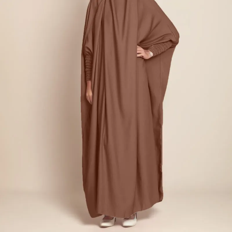 Casual Dresses Ladies Muslim Dress Clothes Leisure Dubai Big Swing Solid Color Robe Round Neck Loose Temperament Prayer Vestido