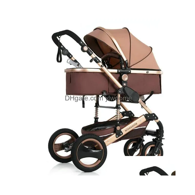 Strollers# Baby Carriage High Landscape Can Sit And Fold Two-Way Four-Wheel Absorber Winter Trolley Stroller 3 In 1 Drop Delivery Baby Dhfe8