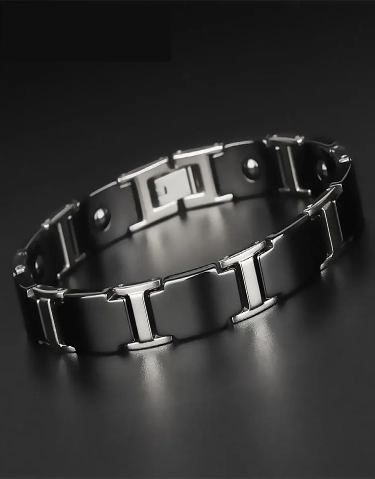 Bracelet de santé populaire pour hommes, mode coréenne, Bracelet en céramique pour hommes, acier au tungstène noir, thérapie magnétique énergétique, Bileklik8897335