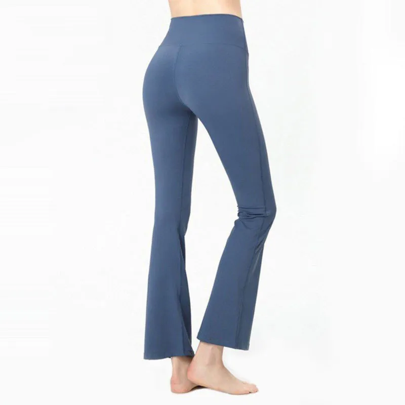 Pantalons de Yoga pour femmes couleur unie pantalons de sport nus taille Stretch Flare Fitness Jogging ample vêtements de sport pantalons évasés à neuf points pour femmes de haute qualité