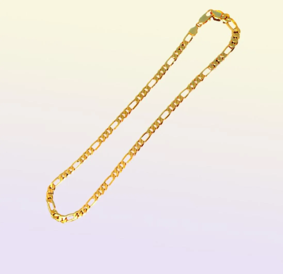 Collier chaîne véritable 18 carats jaune GF or massif fin Stampep 585 poinçonné Men039s Figaro Bling Link 600mm 8mm X070737870025325115