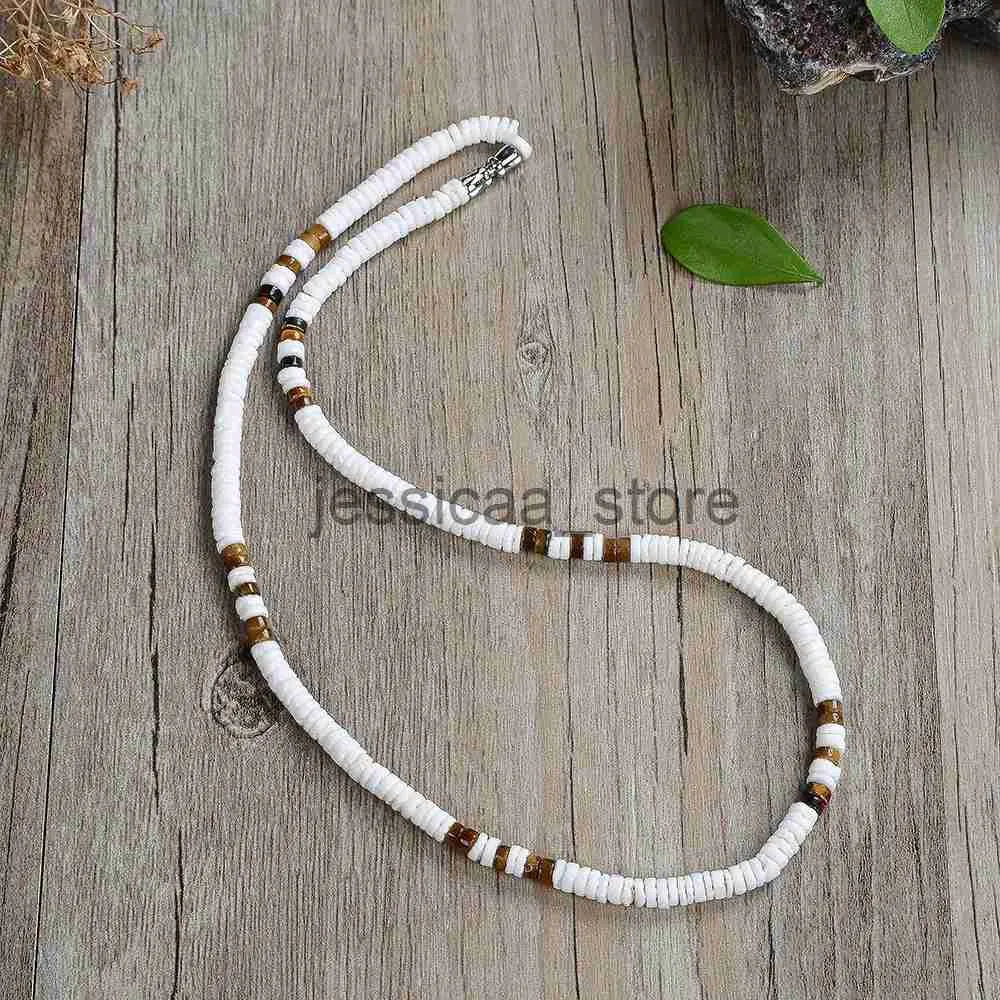 Buy Surfer Necklace liam Made of Wood and Coconut Beads With White, Blue  and Antique Silver Accents Online in India - Etsy