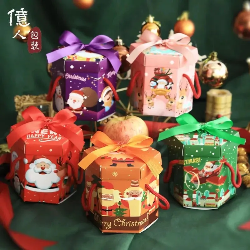 Подарочная упаковка в канун рождественской упаковки шестнадцатеричной коробки рождественская подарочная сумка сумка для рождественской конфеты рождественская украшения поставки 231214