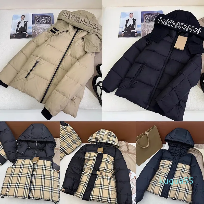 Doudoune courte d'hiver Parkas Puffer femme garder au chaud épais vêtements d'extérieur coupe-vent doublé de manteaux à carreaux rayés classiques