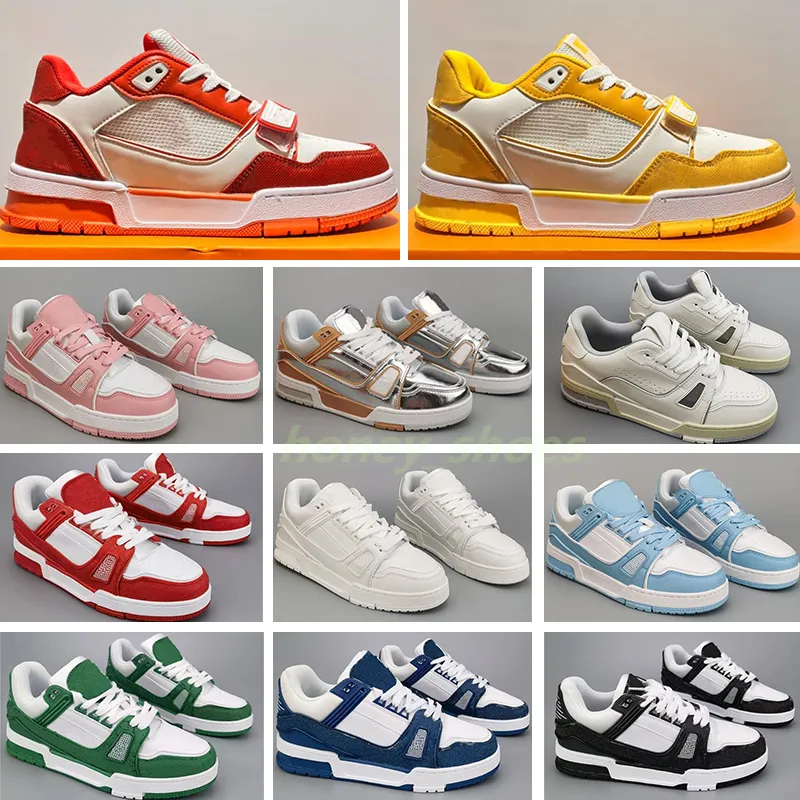 2024 Designer Sneaker Virgil Trainer Casual Shoes Calfskin Leather Abloh White Green Red Blue Letter Overlays Platform Low Sneakers Size 36-45 H14