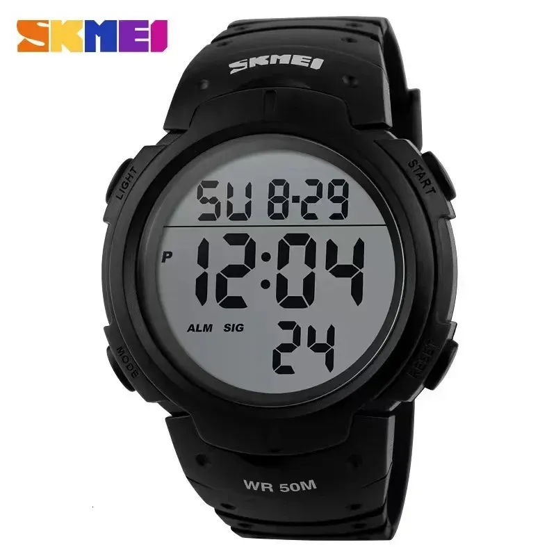 Zegarek skmei 1068 kalendarz PU Pasek 5Bar Waterproof Digital Watch RelOJ Hombre Outdoor Sport Watch Men Big Dial Fashion Simple Watches 231213