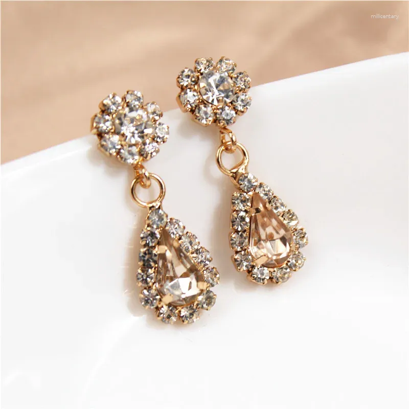 Dangle Earrings 2023 Luxury Gold Color Water Drop For Women Pear Shape Cubic Zirconia Bride Wedding & Engagement Jewelry
