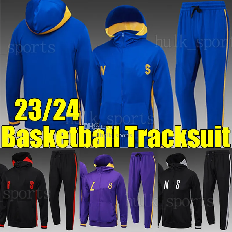 23/24 Bridges Curry Durant Basketbalsets Hoodies Trainingspakken Jassen jAMEs Lillard Johnson Thomas Thompson Groen Davis Winterset joggen met lange mouwen Survetement