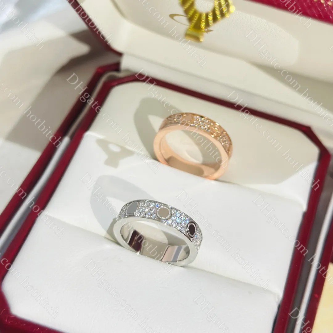 Anéis de diamante de designer clássico para casal de alta qualidade anel de amor homens mulheres anel de noivado luxo jóias amantes presente de natal com caixa