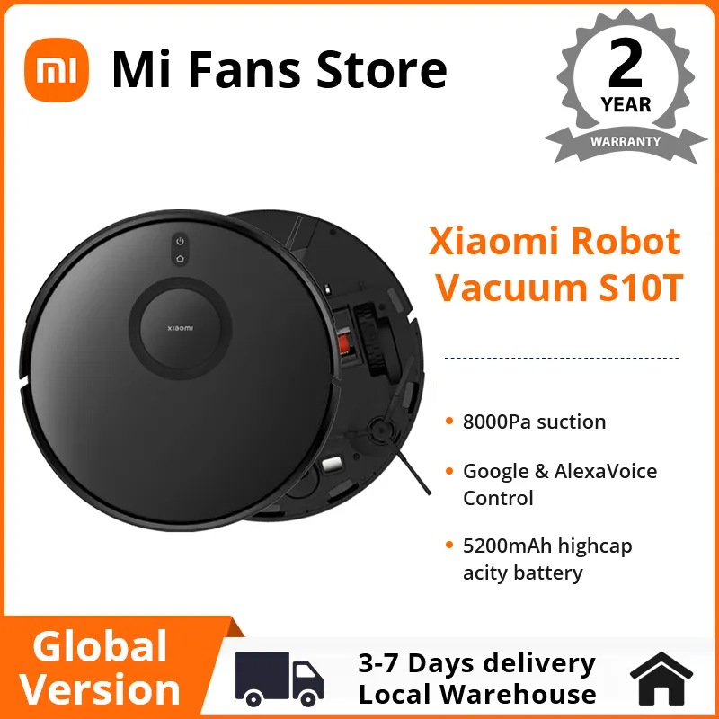 Versione globale Xiaomi Robot Aspirapolvere S10T 5200mAh Batteria Anti-Groviglio 8000Pa Aspirazione LDS Laser Navigazione Controllo vocale