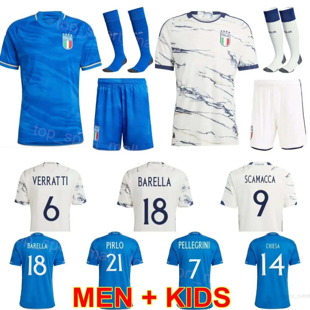 National Team 2023 24 Futebol Italia Jerseys Homens Crianças CHIESA BELOTTI CHIELLINI IMMOBILE INSIGNE DI LORENZO BERARDI BERNARDESCHI BONUCCI BARELLA Camisa de futebol