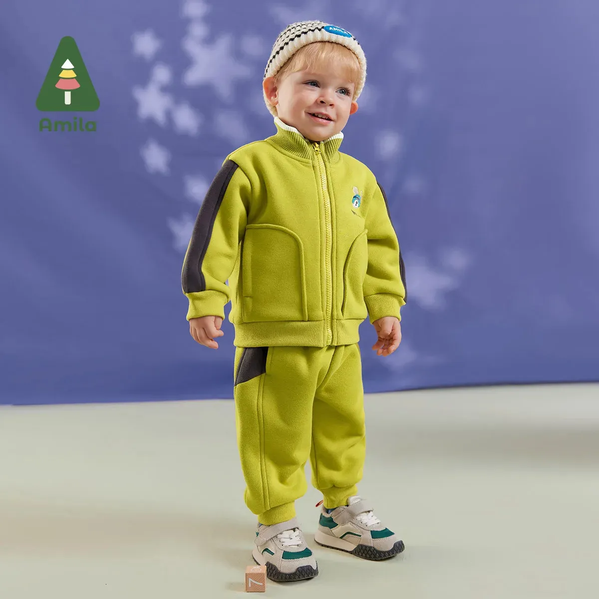 Zestawy odzieży Amila Zestaw ubrania dla niemowląt Zima wielorysta wełna haft haftowa ciepłe ubranie dla niemowląt 231214