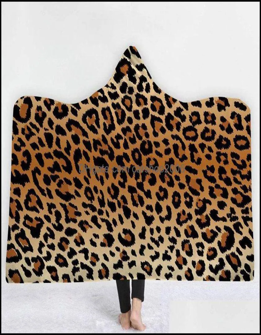 Textiler Hemträdgård Leopardkornfiltar Zebra Tryckta huva kappor Baby Filt WARM WRAP Handduk Utomhusresor för AD8249022