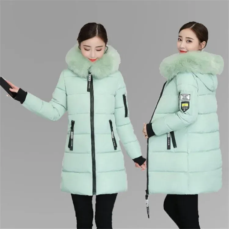 New Long Parkas With Hooded Female Women Winter Coat Thick Down Cotton Pockets Jacket Womens Outwear Parkas Plus Size XXXL