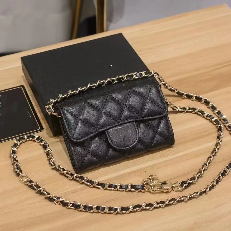 Top designer bolsa de ombro cadeia bolsa xadrez carteira dupla carta sólida fivela de pele de carneiro caviar padrão mulheres luxo saco de noite mini bolsa 7750