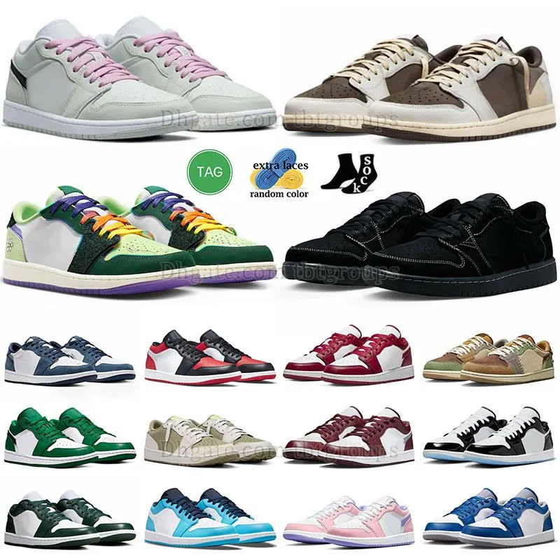 Nike Air Jordan 1 Low Travis Scott basketbol Ayakları erkekler kadınlar jordan1 jordan1s. jordans retro jumpman 1s jordens doernbecher black phantom rosa mocah【code ：L】 yılanlar