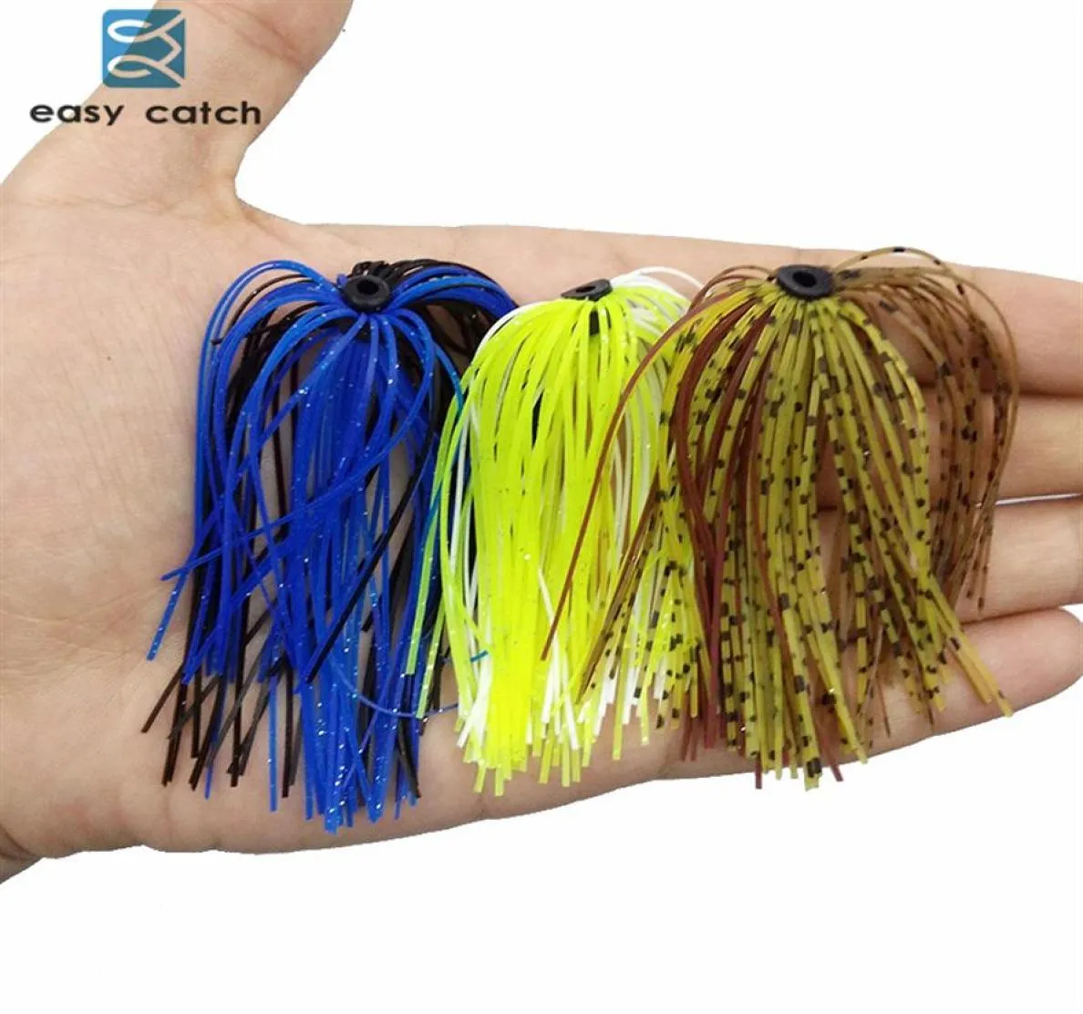 easy catch 10pcs mixed color fishing jig skirts 50 strands silicone skirt wire with ring fly tying rubber material229f2332067