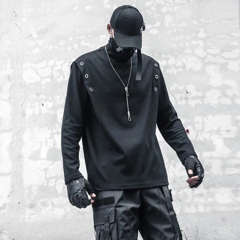 Men's Tracksuits Dark Avant-Garde Style Techwear Women Trend Stand-up Collar Base Clothing Fashion Long-sleeved Pullover Sweater With The