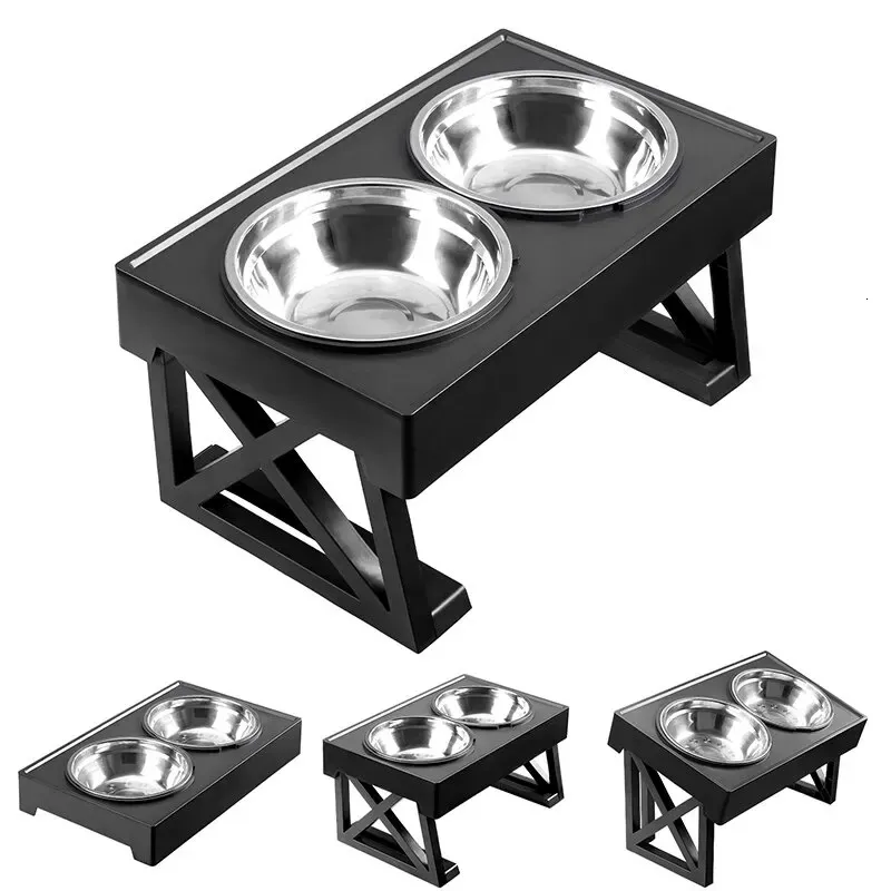 Dog Bowls Feeders Dog Double Elevated Bowls Stand 3 Adjustable Height Pet Slow Feeding Dish Bowl Medium Big Dog Elevated Food Water Feeders Table 231213 From 16 59 DHgate