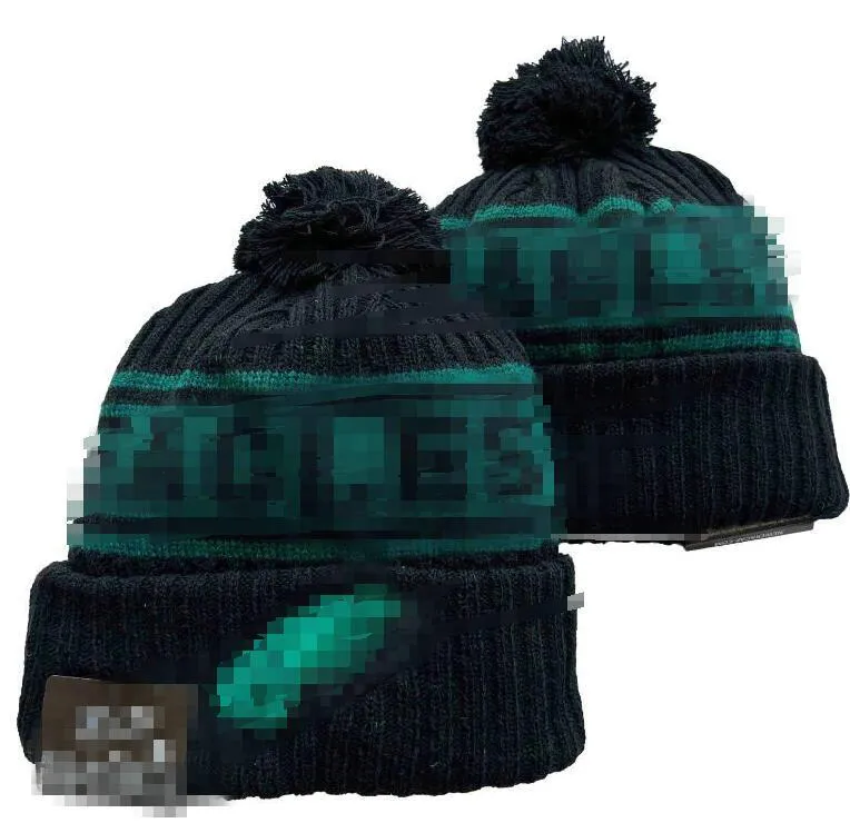 Männer gestrickte gefesselte Pom Philadelphia Beanie Eagles Mützen Bommelmützen Sport Strickmütze gestreift Sideline Wolle warme Baseball-Mützen Kappe für Frauen A9