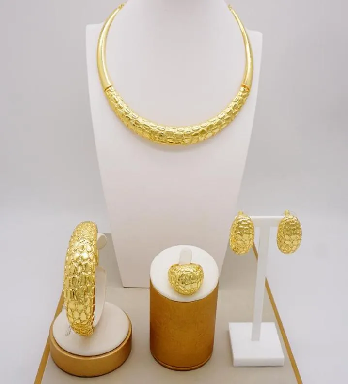 Kolczyki Naszyjnik 2021 Prawdziwy złoty najnowszy luksusowy brazylijski zestaw biżuterii 24K Wyolbrzymia duże zestawy dla kobiet Wedding Dinner Prezent2045292