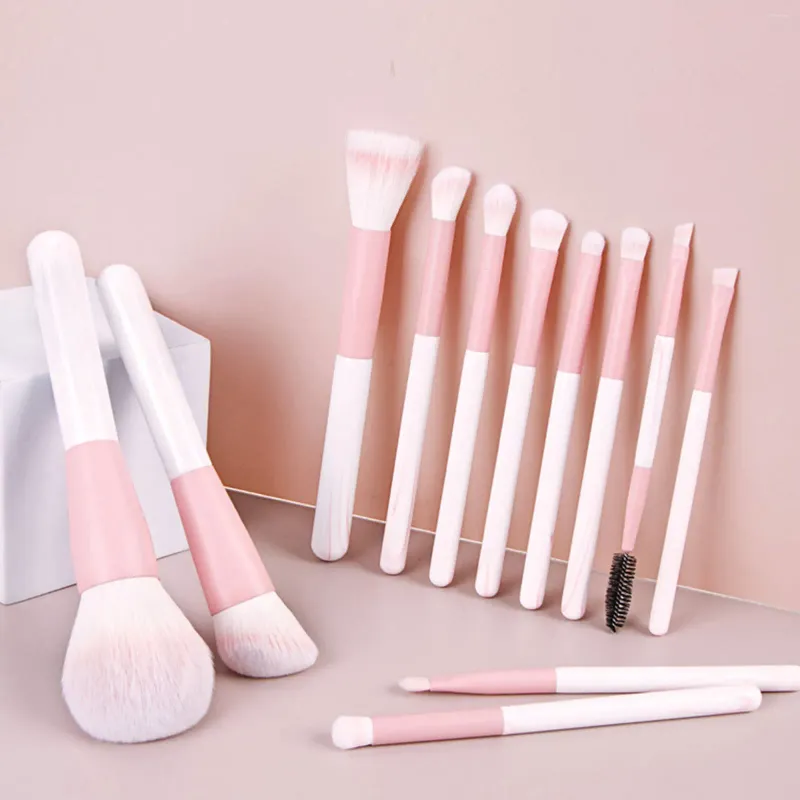 Ensemble de pinceaux de maquillage, 12 pièces, mélange de flammes, pour sourcils et cils, cosmétiques, fibres artificielles, poils souples, outils de beauté