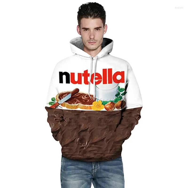 Men's Hoodies Men 3d Hoodie Print Nutella Food Hip Hop Casual Tops Fashion Pullovers Sweatshirts Funny Printed Plus Size Coat