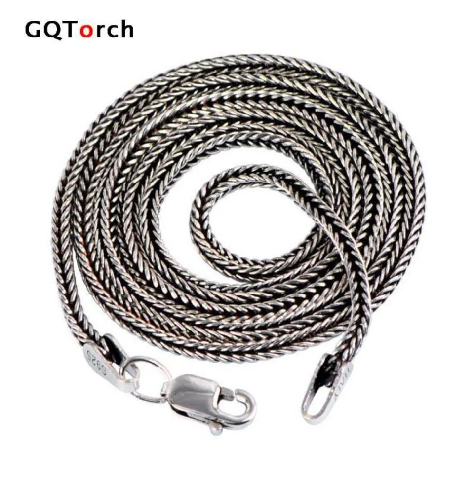 REAL PURE 925 Sterling Silver Necklace Chain Men Vintage Foxtail 16mm 1828Inch Retro Solid Thai Silver Italy Fine Jewelry3254723