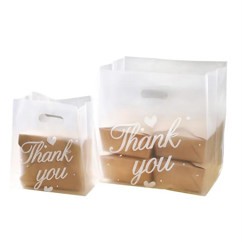 50 pz Grazie Sacchetti regalo in plastica Sacchetti per la spesa in plastica Bomboniera per la festa nuziale Borsa al dettaglio Confezione di caramelle per torte2074