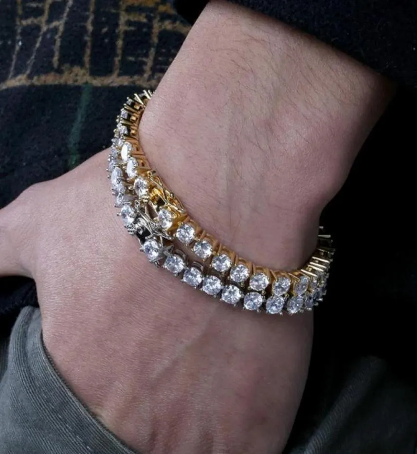Diamentowe bransoletki tenisa biżuteria moda luksusowa jakość 5 mm cyrkon Hip Hop lodowane bransoletki 18 -krotnie złote łańcuch Bransoletka 3017078