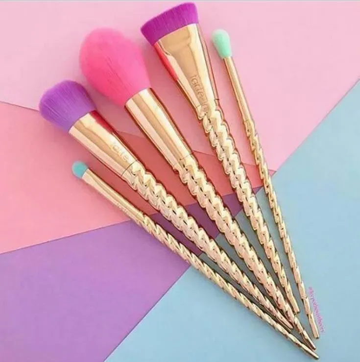 Makeup Brushes Sets Cosmetics brush 5 bright color rose gold Spiral shank make-up brush unicorn screw tools Instock