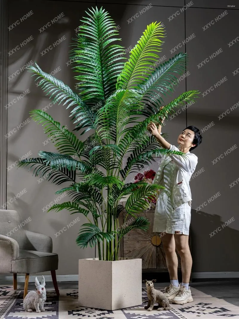 Dekoratif çiçek simülasyonu areca palm fernleaf çit bambu yeşil bitki sahte çiçek ağacı peyzaj dekorasyon süslemeleri