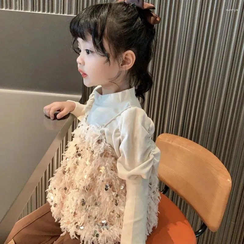 衣類セット女の子の秋の冬のスパンコール長袖Tシャツ子供のファッションカジュアルパンツライブズボンの子供3ピースセット