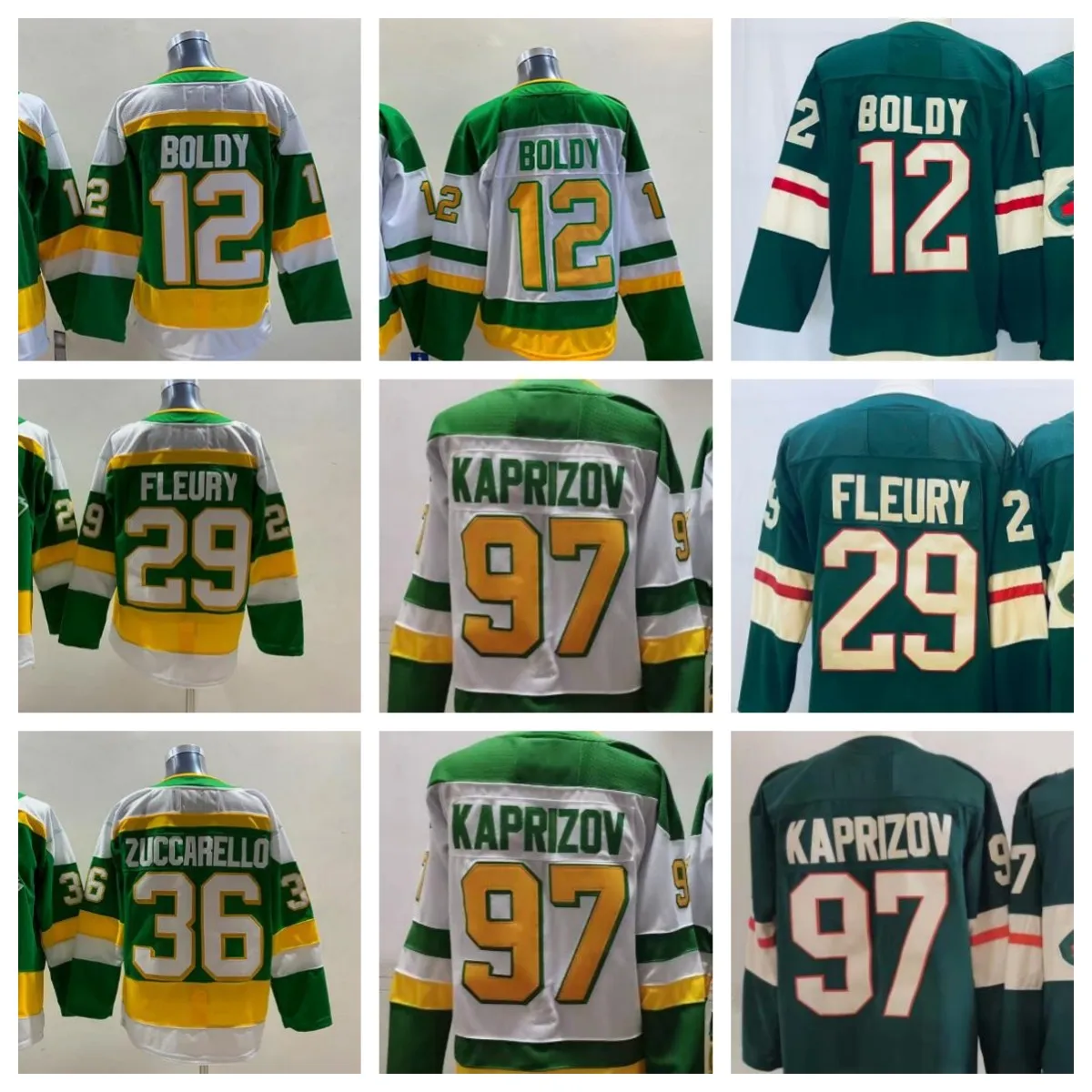 Jerseys de hockey 12 Matthew Boldy 97 Kirill Kaprizov Jersey de hockey Marc Andre Fleury Mats Zuccarello Jerseys cosidos para hombres 2024