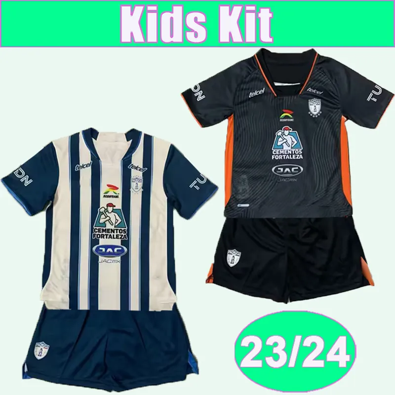 23 24 Pachuca Kids Kit футбольные майки E.SANCHEZ E.LOPEZ DE LA ROSA M.HINESTROZA G.CABRAL L.CHAVEZ Home Blue Away Черные футбольные майки