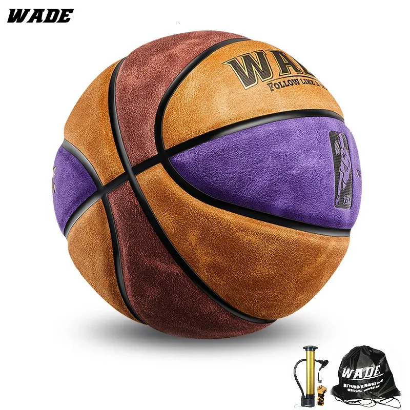 Balls WADE 7# Indoor/outdoor Sport Basketball Ball for Basketball Original Ball High Quality Frosted Suede Material 231213