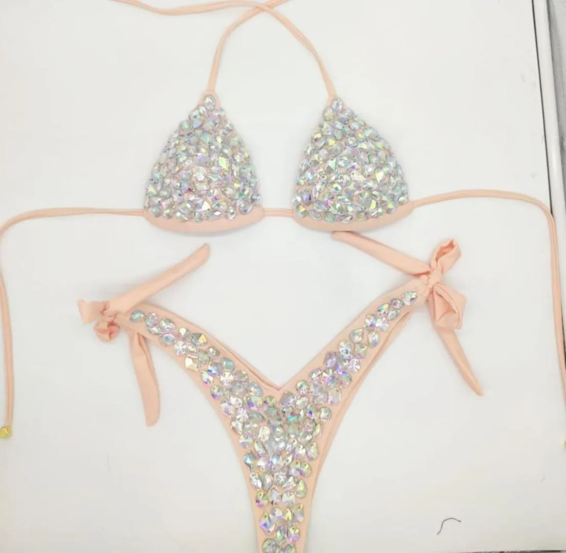 2021 venus vacation diamond bikini set rhinestone swimwear crystal bathing suit sexy women biquini bling stones swimsuit81262431267131