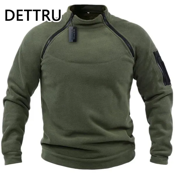 Mens Hoodies Sweatshirts Streetwear Military Sweatshirt Fleece Winter Zipper Pullover Fashion Solid Color Loose Lamb Thick Jacket Men Clothing 231214