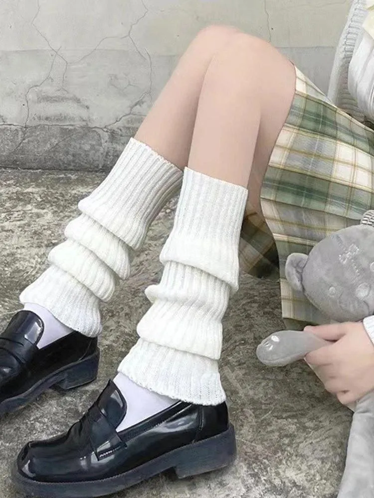 Женские носки в стиле Лолиты, женские длинные шерстяные вязаные чехлы для ног, теплые нарукавники Y2K, осенне-зимние вязаные крючком ботинки с манжетами для косплея