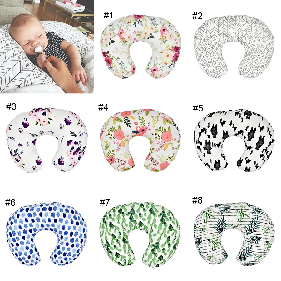 Baby Floral Nursing Soft Pillow Cover Infant Cuddle U Shaped Pillowcase Car Sofa Cushion Cover Kids Feeding Waist Pillowcase M3082