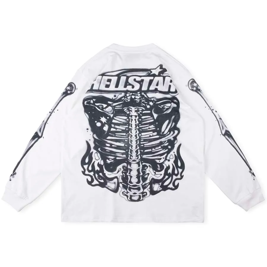 Hellstar Airbrushed Bones Longsleeve White