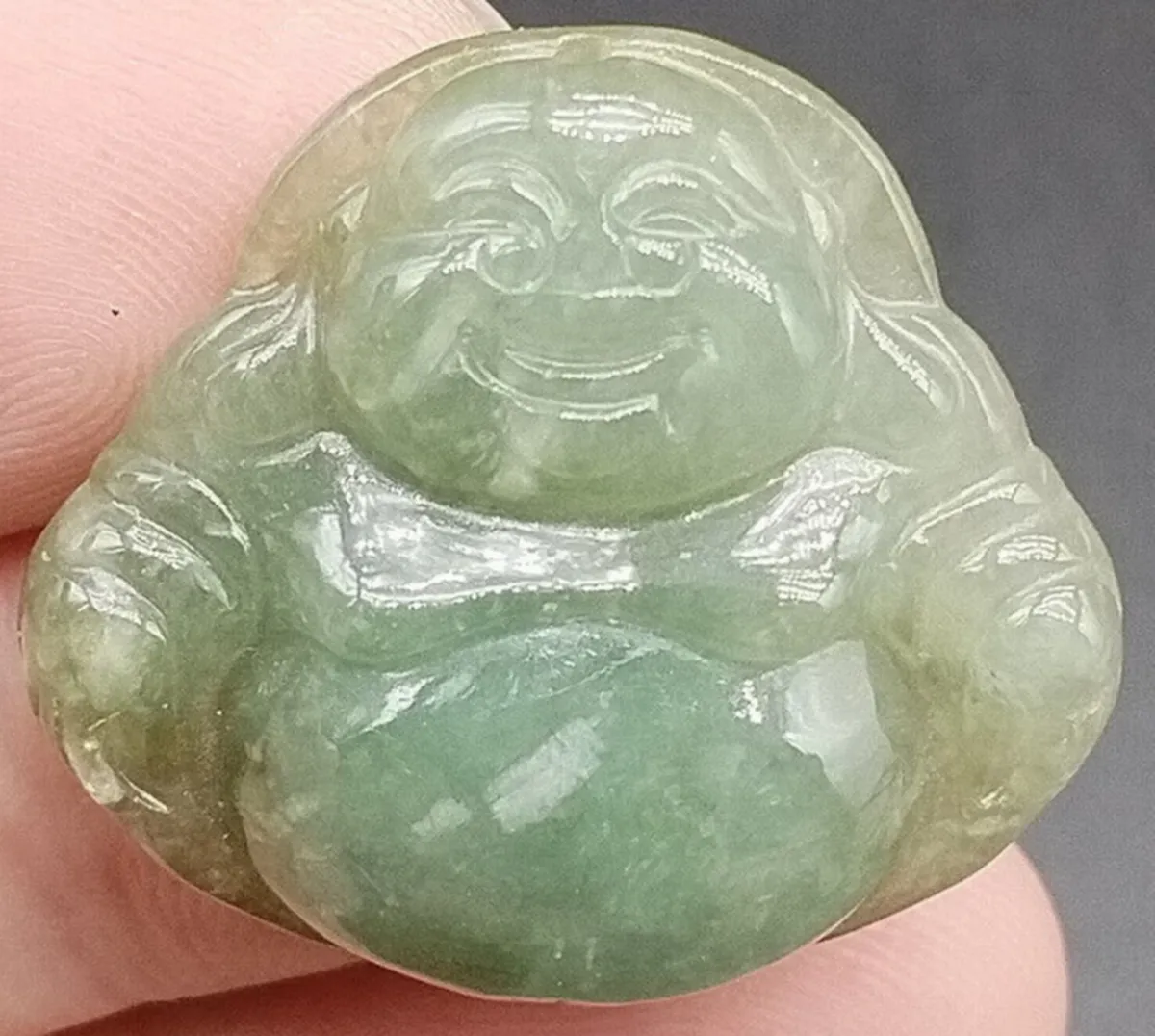 Birma 100% natuurlijk type A Jade Jadeïet gesneden Happy Buddha God Amulet hanger