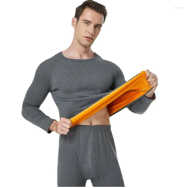 Men's Thermal Underwear Gold Velvet Winter Men Long Johns Set Man Women Warm Thick Clothing Shirt Pants Suit Themo Inner Wear