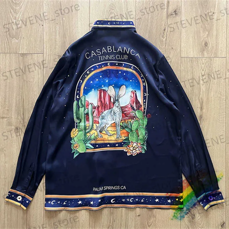 Camisas casuales para hombres Estrella Canguro Casablanca Camisa Hombres Mujeres Manga larga Hawaii Beach Seda Camisas T231214