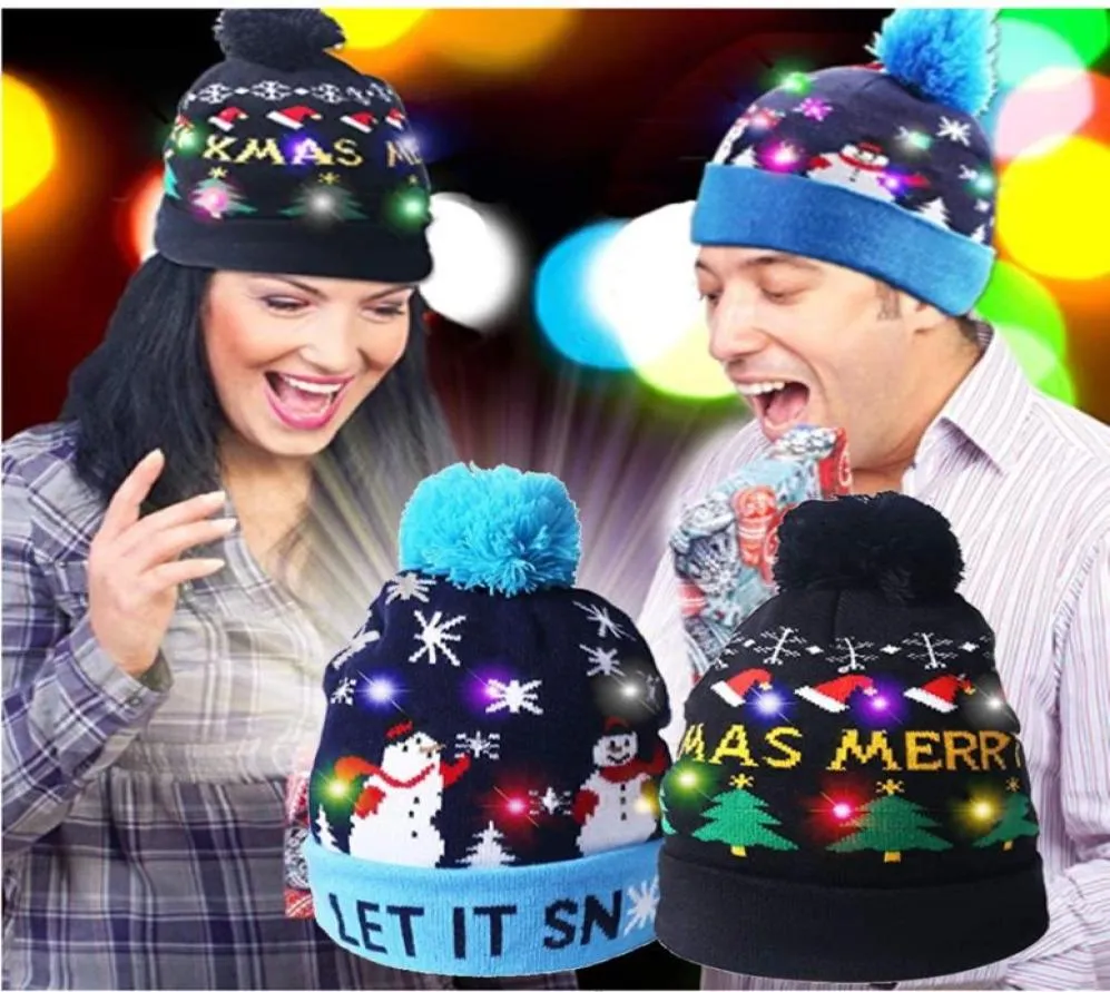 Cappello illuminato a LED Beanie lavorato a maglia con luci colorate Natale unisex invernale da neve3610970